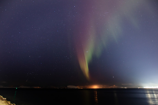 Northern lights - Aurora borealis from Northern Norway.\nHammerfast - Norway.