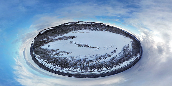 The Drone flight creates a unique view of the Earth.