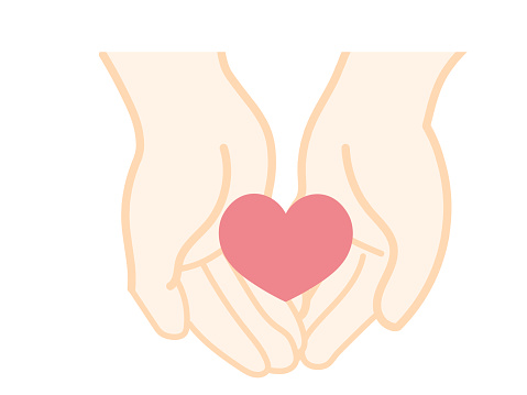 Simple illustration of both hands and heart 3