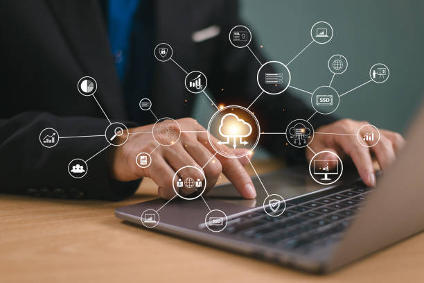 istock Business consultant performance analyst technology, digital marketing. Data analytics business concept. Businessman use computer laptop, cloud network connection. Financial banking tech, big data 2001369288