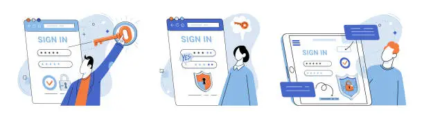 Vector illustration of Sign up page. Authorization grants access to specific features after successful sign up