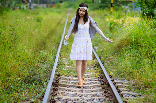 Thai girl in white dress