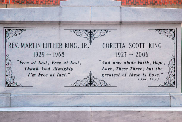 Atlanta, GA, USA September 20, 2010 The graves of Dr Martin Luther King Jr and his wife Coretta Scott King are carved with famous quotes and Bible verses in Atlanta