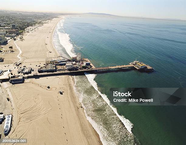 Usa California Santa Monica Aerial View Of Santa Monica Pier Stock Photo - Download Image Now