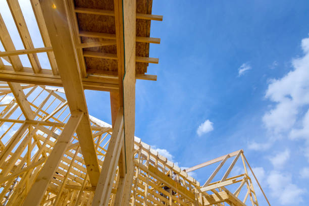 istock During construction phase there are support beams built a wooden frame is being developed for new house 2001572480