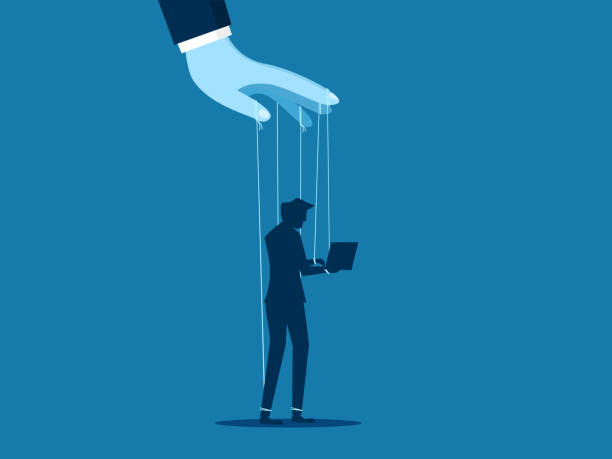 istock Poor ethics and morals of the organization. Businessman puppet on string 2001577616