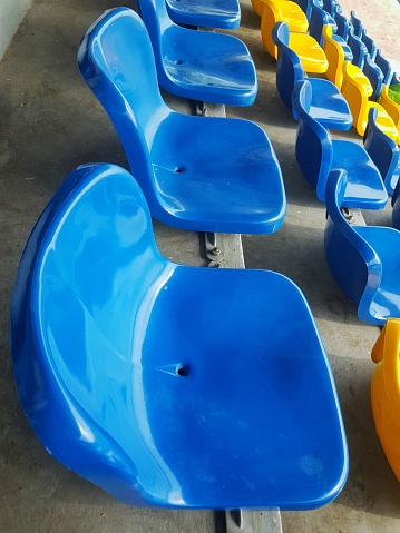 Multi-colored Stadium Chairs on Football Sports Spectator Grandstands