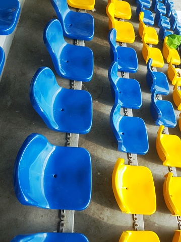 Multi-colored Stadium Chairs on Football Sports Spectator Grandstands
