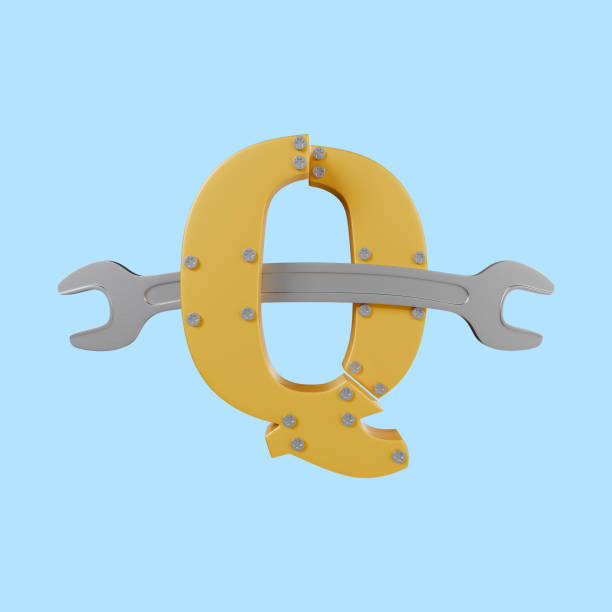 Letter Q with Wrench 3d illustration