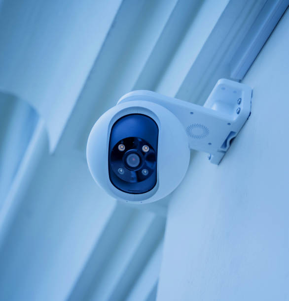 istock Modern CCTV camera on a wall of a residential building 2001758205