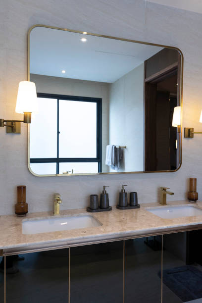 istock A luxury bathroom with duo sinks and marble top. 2001811973