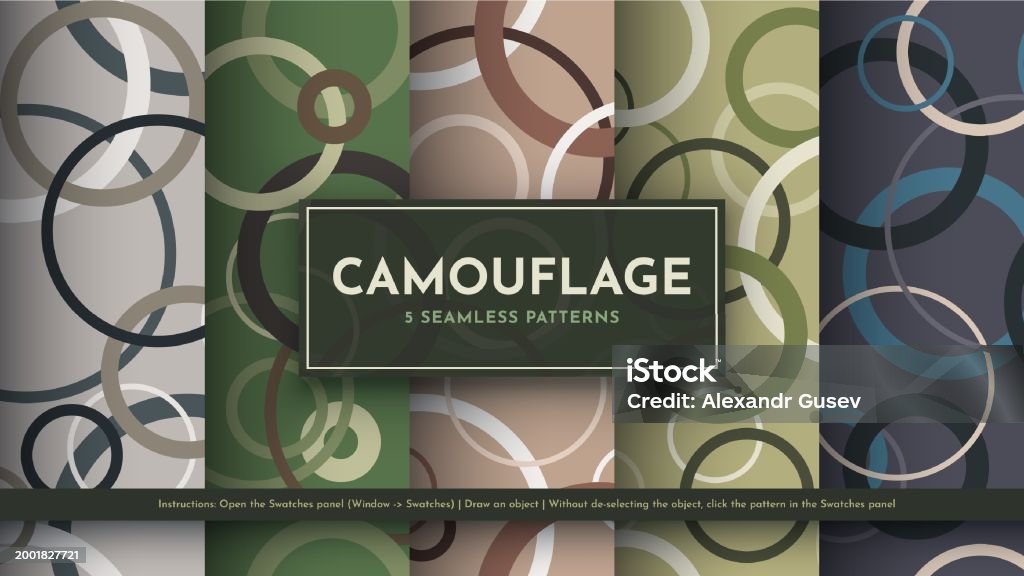War Tecture Set 5 Seamless Camouflage Patterns War Illustration Traditional ...