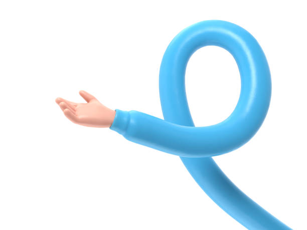 istock Cartoon Gesture Icon Mockup.Hand open and ready to help or receive.  Helping hand outstretched for salvation, 3D rendering on white background.long arms concept. 2001842146