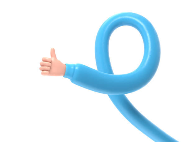 istock Cartoon Gesture Icon Mockup. businessman hand shows thumb up,3D rendering on white background.long arms concept. 2001842162