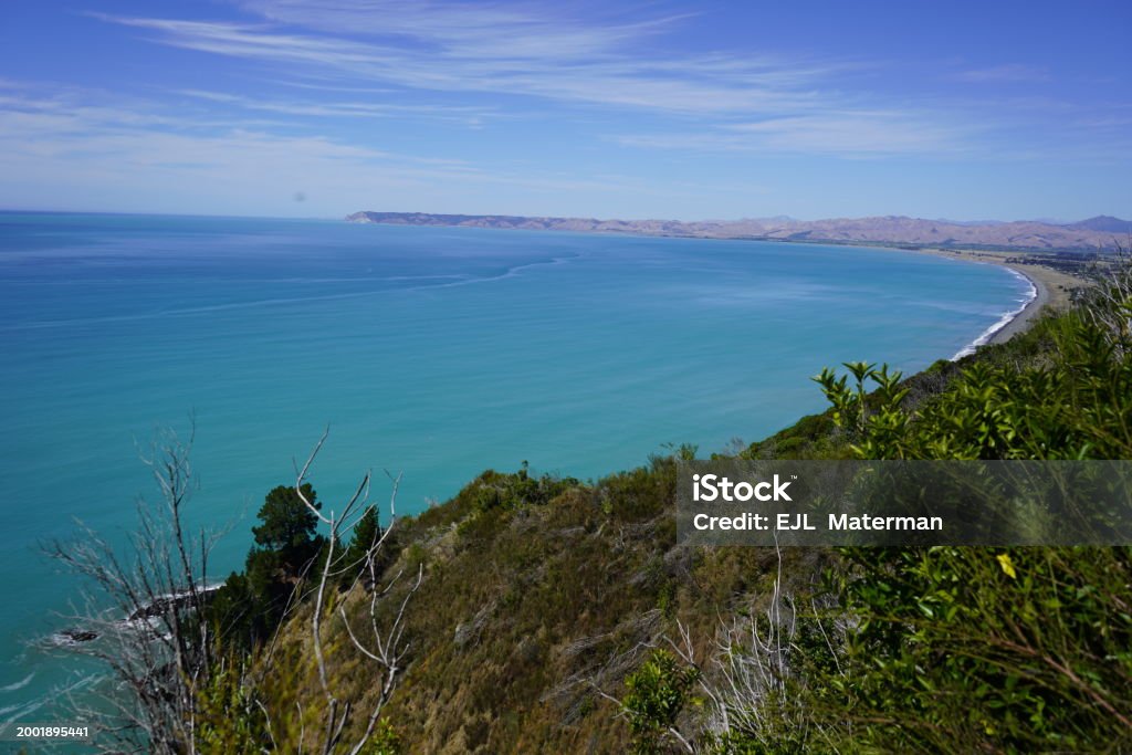 Rayrangi Cloudy Bay Rarangi Stock Photo - Download Image Now - Aerial View, Bay ...