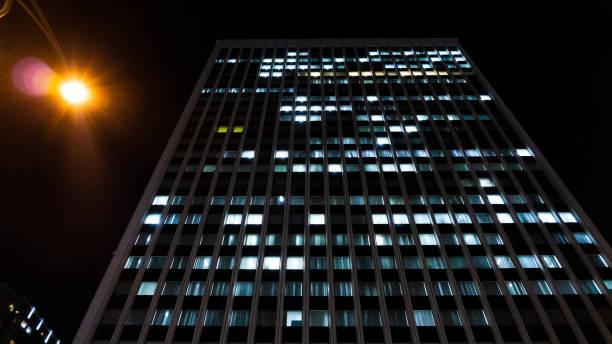 istock Skyscrapers in the office district at night 2001914919