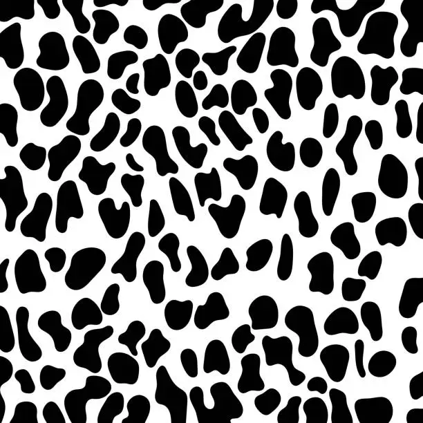 Vector illustration of Abstract animal skin leopard, cheetah, Jaguar seamless pattern design. Black and white seamless camouflage background.