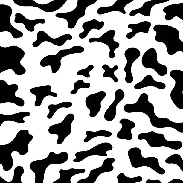 Vector illustration of Abstract animal skin leopard, cheetah, Jaguar seamless pattern design. Black and white seamless camouflage background.