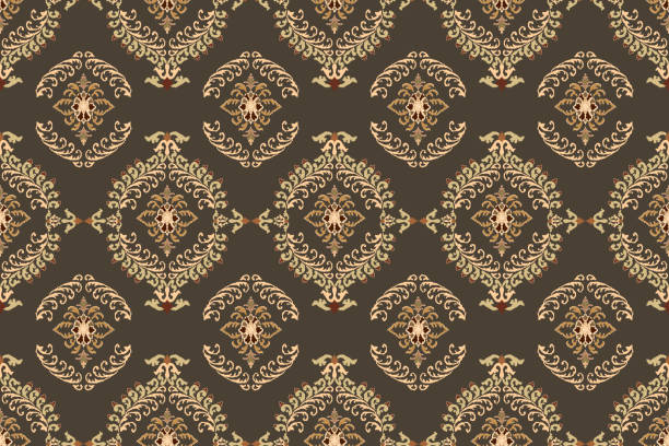 istock Ikat tribal Indian seamless pattern. Ethnic Aztec fabric carpet mandala ornament native boho chevron textile.Geometric African American oriental traditional vector illustrations. Embroidery style. 2001952556
