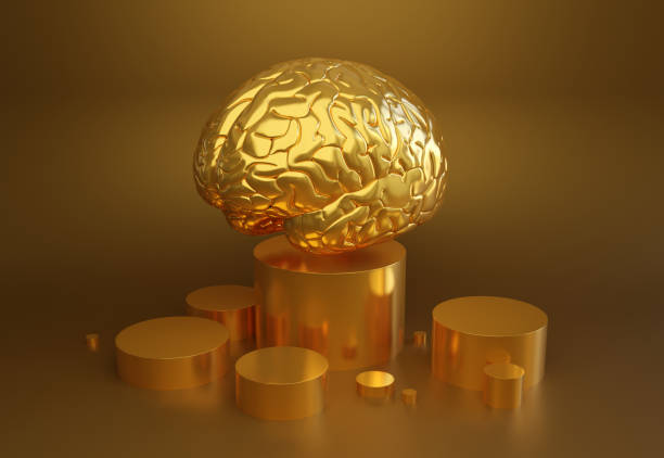 istock Abstract 3D illustration with golden brain 2001952579