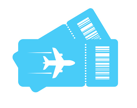 Air plane tickets, travel icon on white background