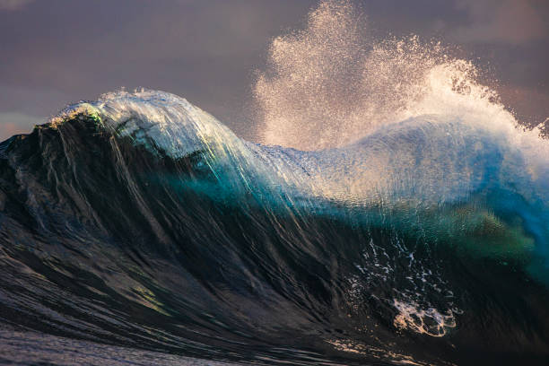 istock Unique wave shape on reef in the ocean with warm morning light 2001964037