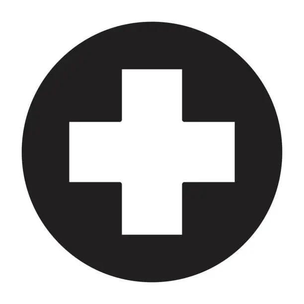 Vector illustration of Red Cross icon.