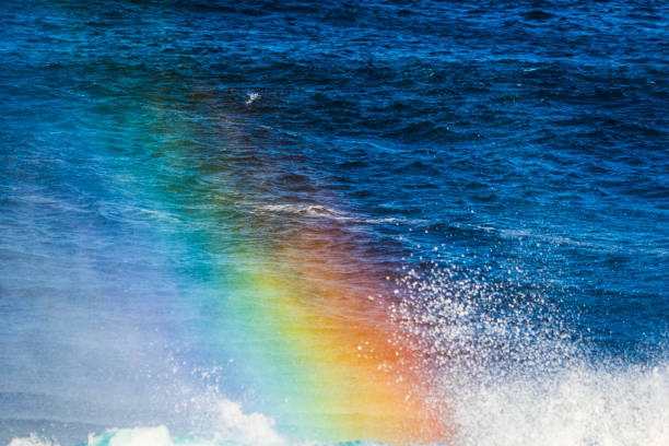 Bright rainbow from offshore spray in the ocean. Shot off the south west coast of Australia.