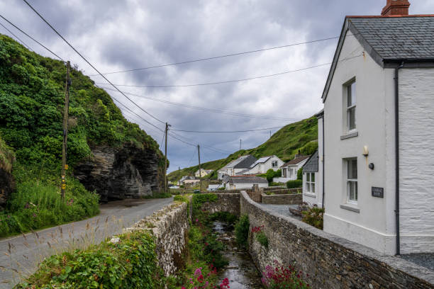 Trebarwith, Cornwall, England, UK - June 07, 2022: The single track road to Trebarwith Beach