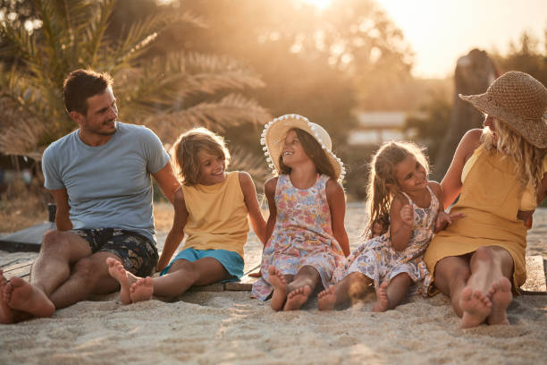 Beautiful family enjoying summer vacation