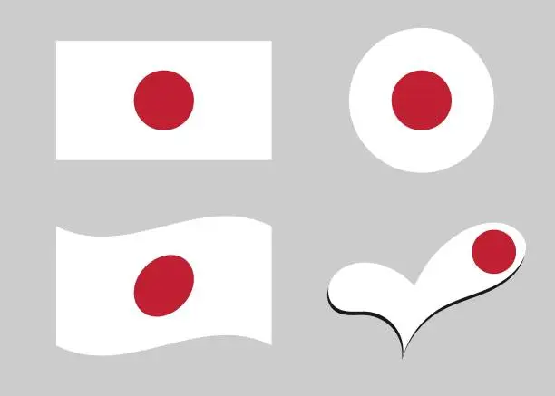 Vector illustration of Japan Flag Variations