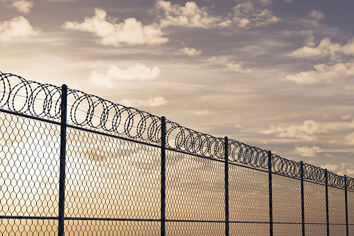 USA border with barbed wire