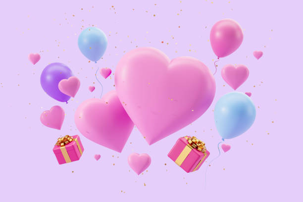 istock Big heart with gift boxes and confetti falling, valentines day holiday 2002099120