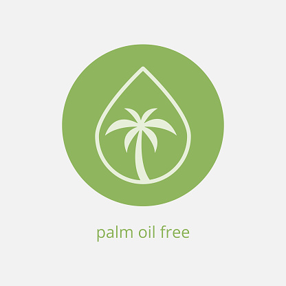 Palm Oil Free Icon. No palm oil sign. Marking for unavailability of harmful food ingredient. Vector illustrtion