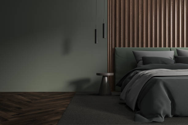 istock Green bedroom interior with blank wall 2002101806