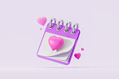 Calendar with heart on Valentines day