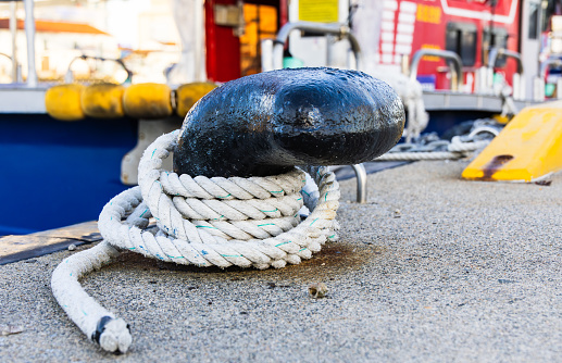 Industrial hook and crane at French Creek marina on Vancouver Island, British Columbia