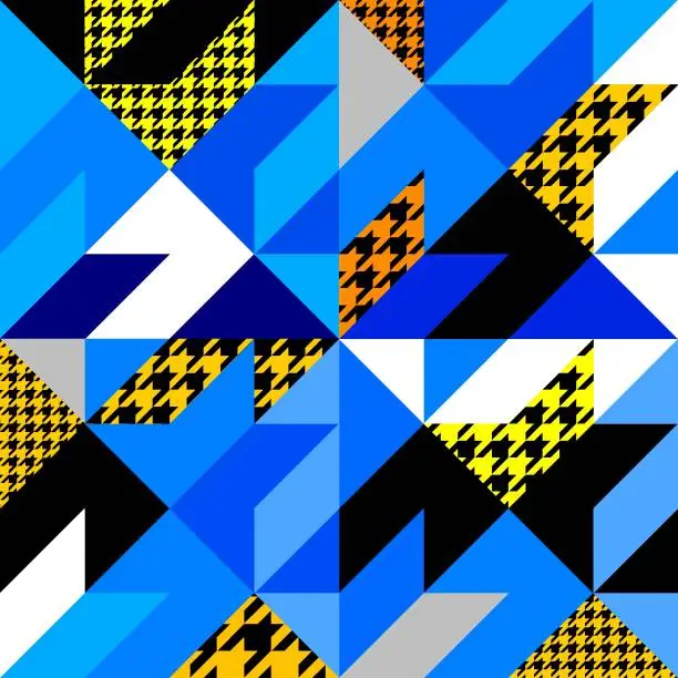 Vector illustration of Houndstooth plaid geometric style pattern. Seamless vector pattern