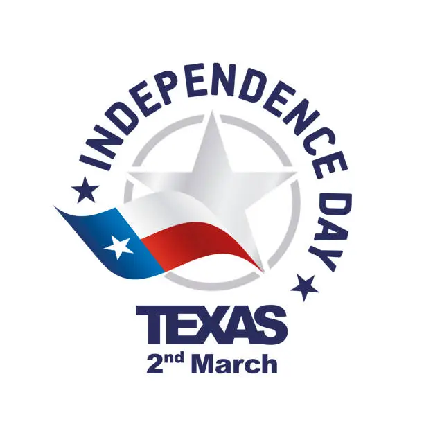 Vector illustration of Independence Day TEXAS flag ribbon logo icon white background