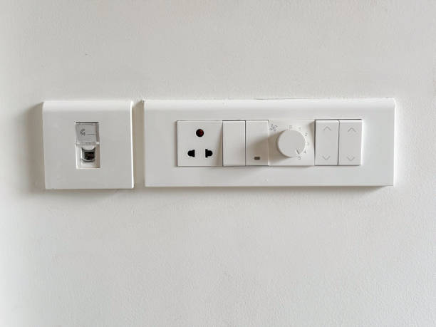 istock Indian Electric switchboard on a new wall in a house closeup 2002132537