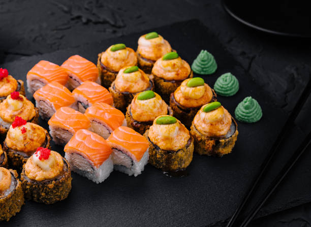 istock Japanese sushi big set on top view 2002152125