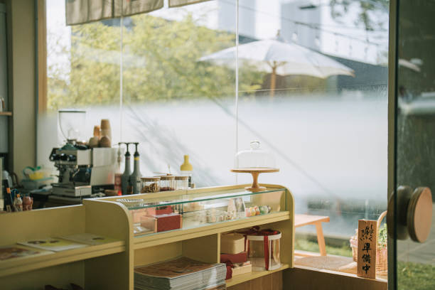 Japanese Restaurant counter retail display in morning