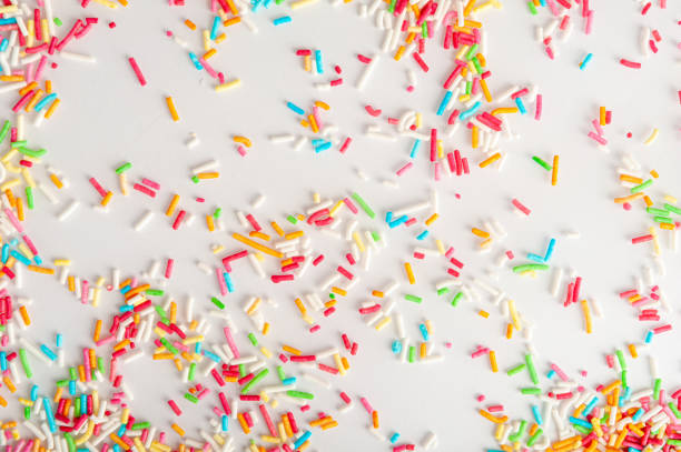 Candy Sprinkle Texture Background, Donut Rainbow Sprinkles Pattern, Sweet Color Glaze Banner, Many Small Vermicelli Mockup with Copy Space for Text