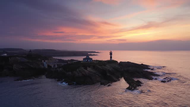 Beautiful Sunset at Lighthouse Faro De Isla Pancha, Spain