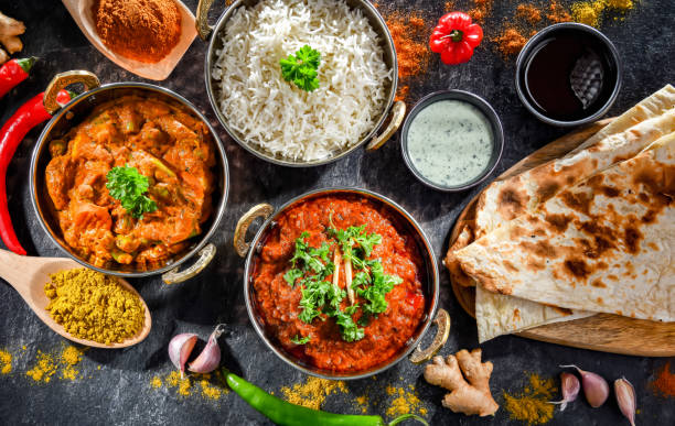 istock Hot madras paneer and vegetable masala with rice 2002217377