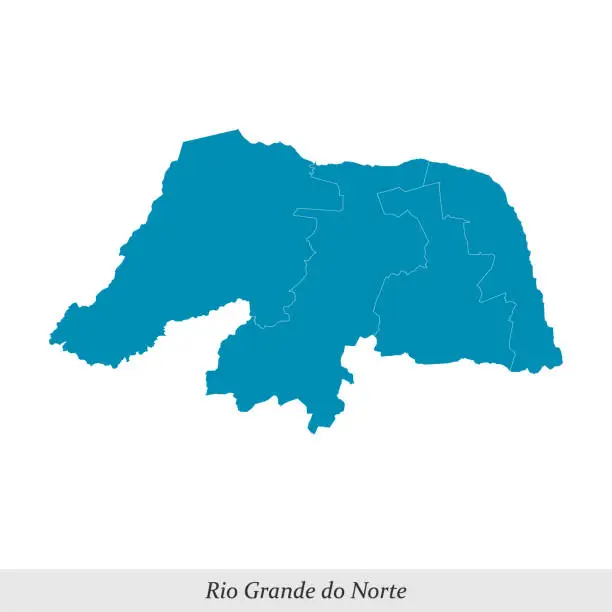 Vector illustration of map of Rio Grande do Norte is a state of Brazil with mesoregions