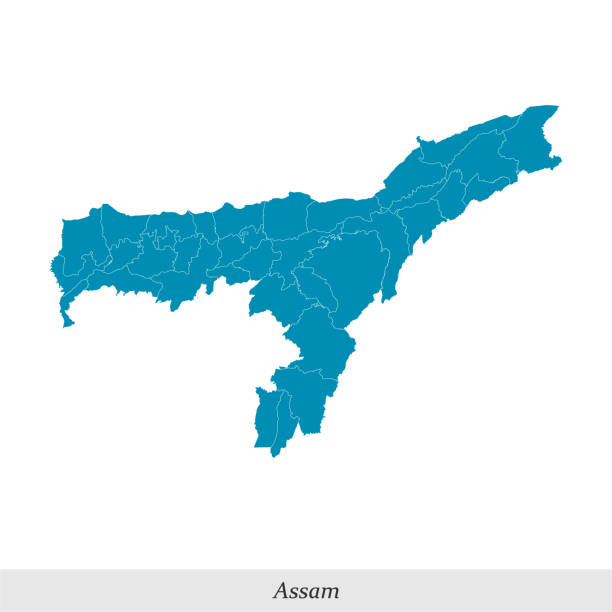 map of Assam is a state of India with districts map of Assam is a state of India with borders districts assam stock illustrations
