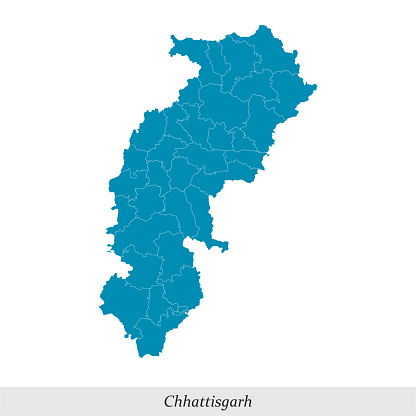 map of Chhattisgarh is a state of India with borders districts