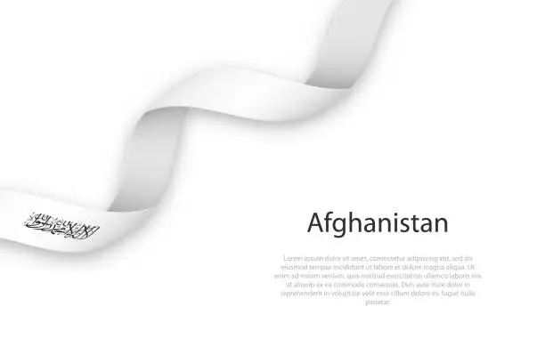 Vector illustration of Waving ribbon with flag of Afghanistan