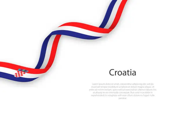 Vector illustration of Waving ribbon with flag of Croatia